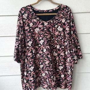 Catherines Floral Blouse - Black and Pink